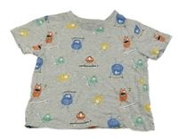 Sivé melírované tričko s príšerkami Primark