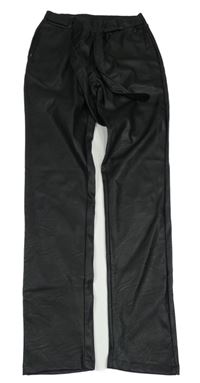 Černé koženkové skinny chino klahoty s páskem Europe Kids