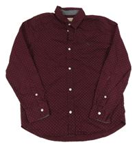 Vínová puntíkatá košile s výšivkou H&M