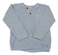 Svetlomodrý sveter s vreckom a gombíkmi H&M