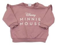 Staroružová mikina s nápisom a volánky - Minnie Disney