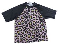 Čierno-ružové UV tričko s leopardím vzorom a logom Hype