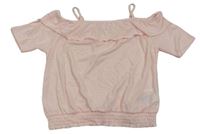 Svetloružový crop top s volánikom zn. H&M