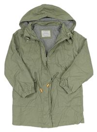 Khaki plátenná jesenná parka s kapucňou Primark