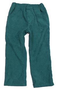 Zelené rebrované nohavice