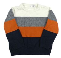 Tmavomodro-cihlovo-bílý pruhovaný lehký svetr Name it