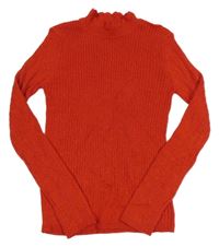 Červený ľahký trblietavý rebrovaný sveter Tu