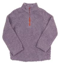 Fialová huňatá mikina 