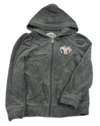 Sivá zamatová prepínaci mikina s Minnie a kapucňou H&M