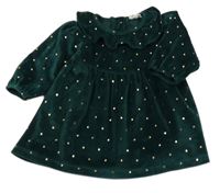 Tmavozelené bodkovaná é zamatové šaty H&M