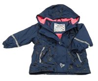 Tmavomodro-čierna vzorovaná nepromokavá jarná bunda s kapucňou Lupilu