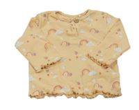 Meruňkové žebrované triko s duhami Topomini