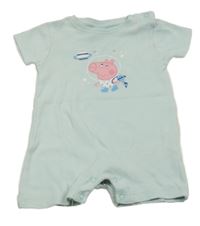 Svetlomodrý bavlnený kraťasový overal s Tomíkem