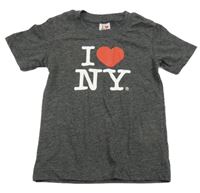 Tmavošedé melírované tričko s nápisem a srdcem 