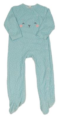 Svetlomodrý bodkovaná ý zamatový overal s ňufáčikom 