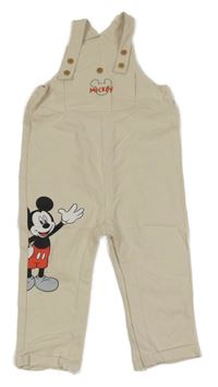 Smetanové plátěné laclové kalhoty s Mickeym Disney