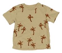Béžové tričko s palmami H&M