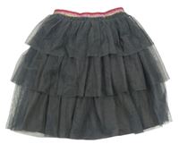 Tmavosivá tylová vrstvená sukňa Mini Boden