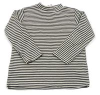 Antracitovo-smetanové pruhované triko se stojáčkem Zara