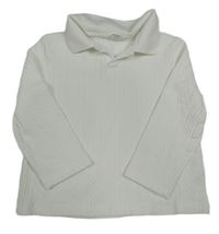 Biele vzorované tričko s golierikom Shein