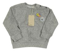 Nové - Šedá žebrovaná sametová mikina s nášivkami Dunnes Stores 