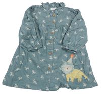 Modré květované manšestrové šaty s lvíčkem Next