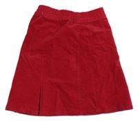 Červená zamatová sukňa s kvetmi