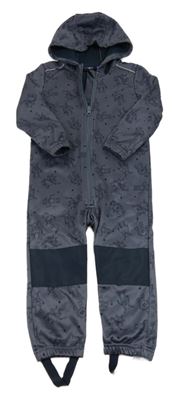 Antracitová softshellová kombinéza s robotmi a kapucňou Lupilu