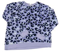 Fialovo-tmavomodro-tyrkysová plyšová mikina s leopardím vzorom a hviezdami M&S