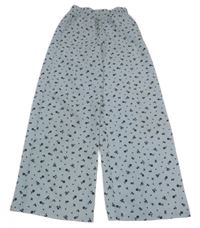 Svetlošedá -modré kvetované palazzo nohavice H&M