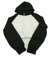 Bielo-čierna crop mikina s kapucňou Shein