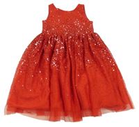 Červené tylové slávnostné šaty s flitrami H&M
