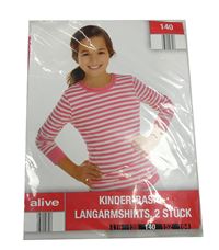 Nové - 2set - 2x triko - růžové + růžovo-bílé pruhované Alive