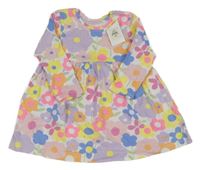 Nové - Bielo-farebné kvetované rebrované šaty Primark