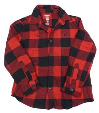 Červeno-černá kostkovaná flanelová košile F&F