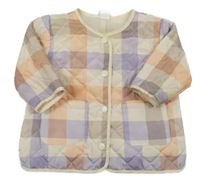 Béžovo-lila-oranžová kostkovaná šusťáková jarní bunda H&M