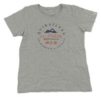 Světlešedé tričko s nápisy Quiksilver