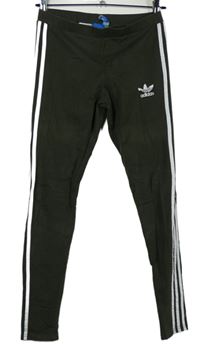 Dámské khaki legíny s pruhy Adidas 
