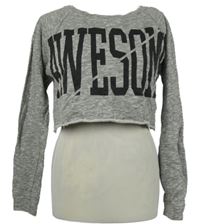 Dámská šedá melírovaná crop mikina s nápisem Bershka 