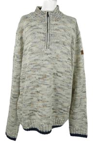 Pánský bílo-tmavomodro-oranžový melírovaný svetr Atlas