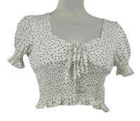 Dámska biela bodkovaná crop blúzka Shein