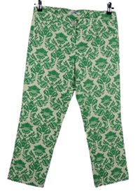 Dámské zeleno-smetanové vzorované crop kalhoty Marella 