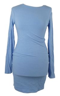 Dámske svetlomodré rebrované šaty FB Sister