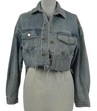 Dámská světlemodrá riflová crop bunda se šněrováním MissGuided 