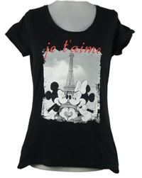 Dámské černé tričko s Mickeym + Minnie Disney 
