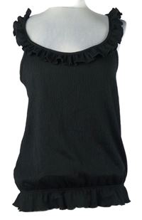 Dámský černý strukturovaný top s volánky Matalan 
