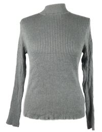 Dámský šedý žebrovaný svetr se stojáčkem Primark 