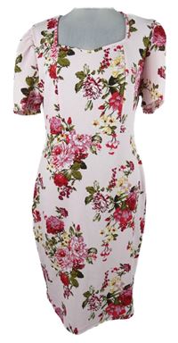 Dámské světlerůžové květované šaty 