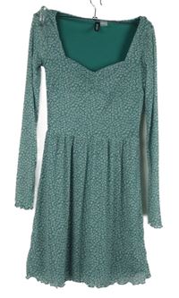 Dámské zelené kytičkované tylové šaty H&M