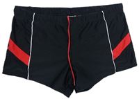 Pánske čierno-črvené nohavičkové plavky s pruhmi Livergy